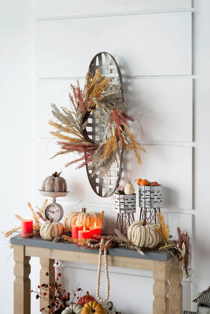 Metal Wall Art With Grid Pattern Silver Edition