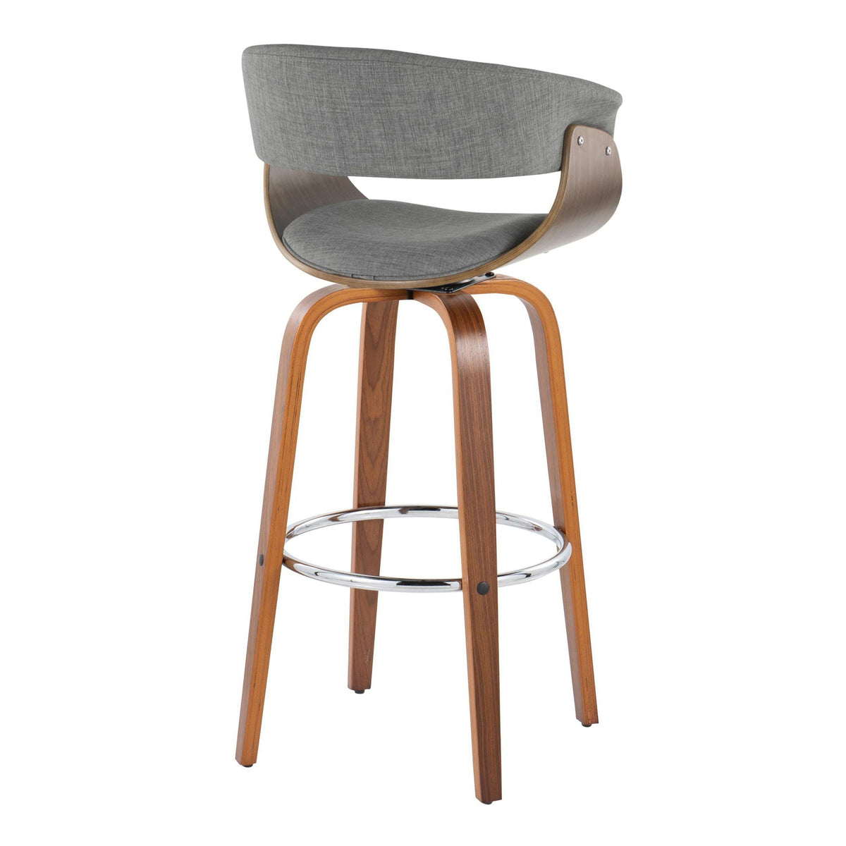 Vintage Mod mid-century fixed-height barstool set of 2 with gray fabric and wood legs on Tampa Home & Garden Store