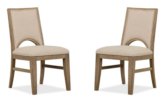 Tristan Upholstered Side Chair set of 2 in Swiss Coffee beige fabric with wood frame on Tampa Home & Garden Store