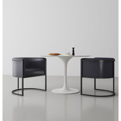 Cosmopolitan dining chair with geometric black metal frame and navy upholstery set of 2 on Tampa Home & Garden Store
