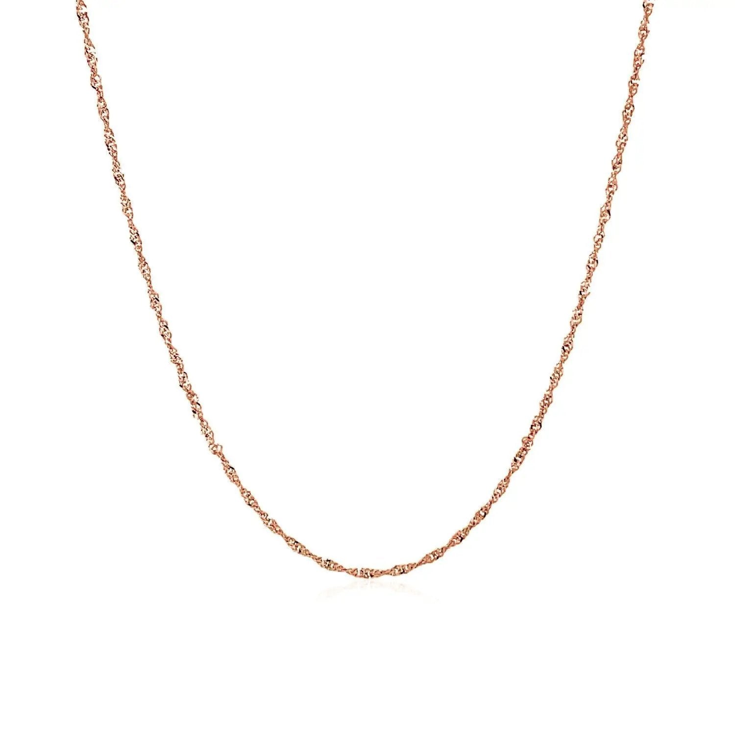 14k rose gold Singapore chain necklace 1.0mm with delicate twisted links by Bids.com on Tampa Home & Garden Store