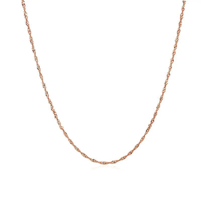 14k rose gold Singapore chain necklace 1.0mm with delicate twisted links by Bids.com on Tampa Home & Garden Store