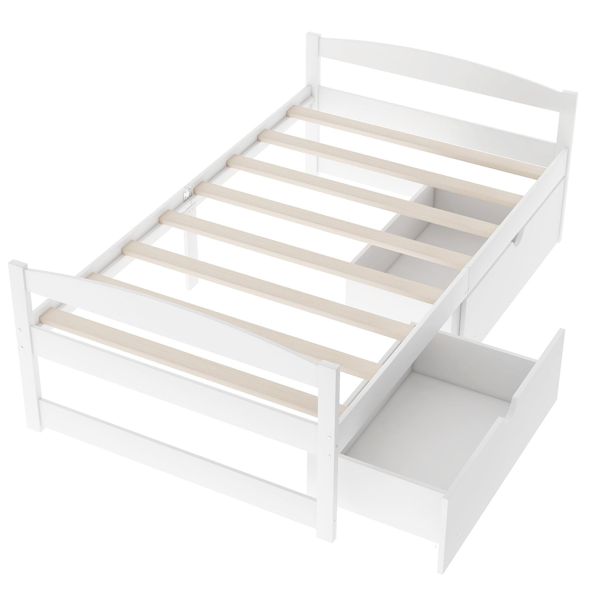 Platform bed with 2 drawers in white finish by HouseOfZazla, storage bed on Tampa Home & Garden Store