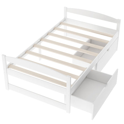 Platform bed with 2 drawers in white finish by HouseOfZazla, storage bed on Tampa Home & Garden Store