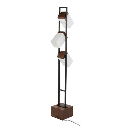 HouseOfZazla Bento floor lamp with black frame walnut blocks and white cube shades on Tampa Home & Garden Store