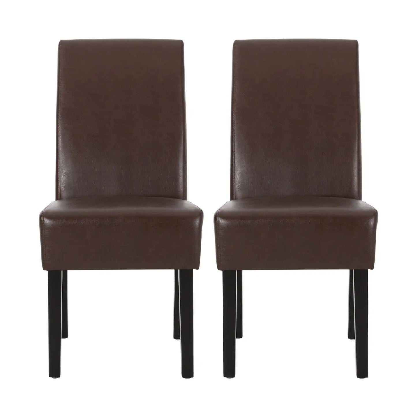 Contemporary dining chair set of 2 HouseOfZazla brown faux leather rubberwood legs on Tampa Home & Garden Store