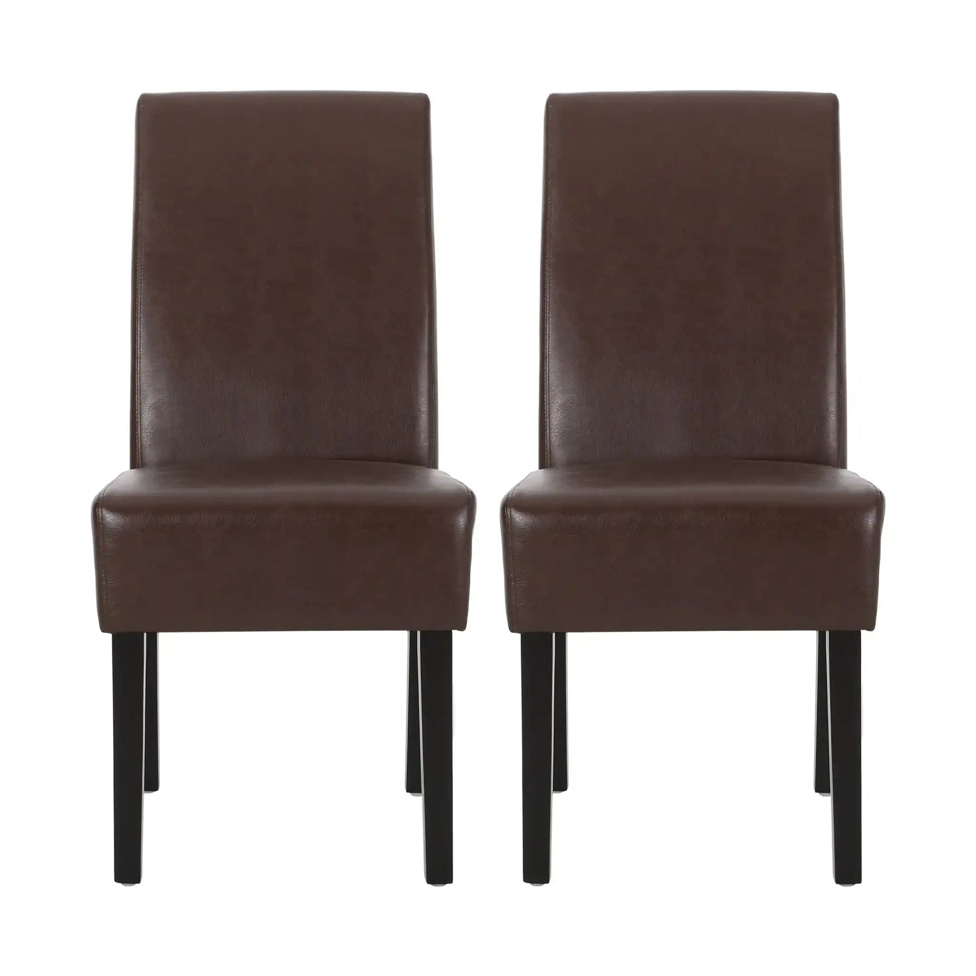 Contemporary dining chair set of 2 HouseOfZazla brown faux leather rubberwood legs on Tampa Home & Garden Store