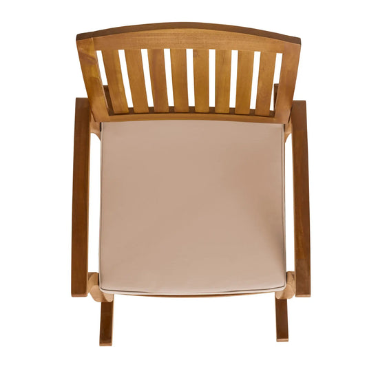 Selma rocking chair with cushion in natural wood finish, slat back and sturdy wooden frame on Tampa Home & Garden Store