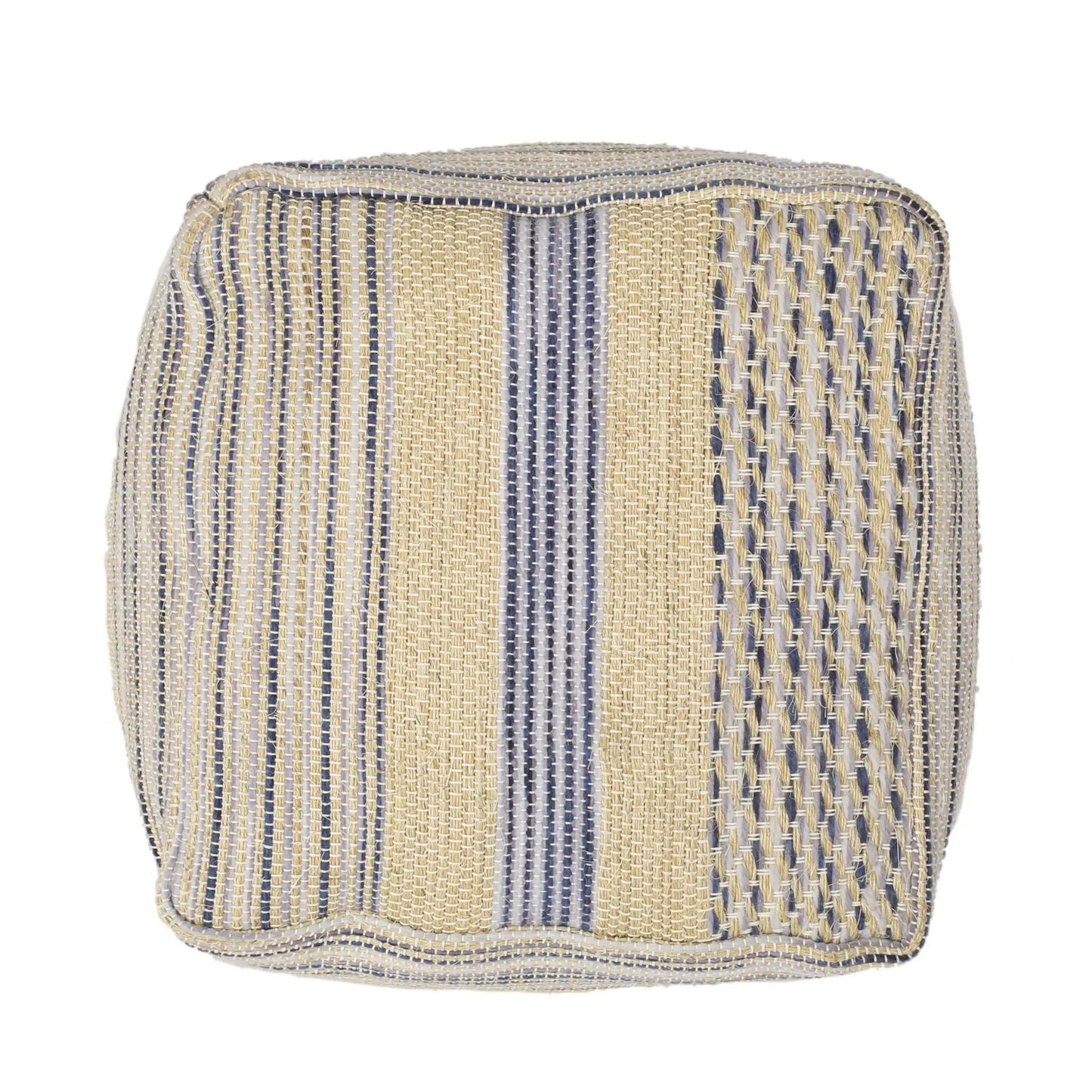 Western Handcrafted Fabric Pouf and Durable Blue