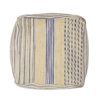 Western Handcrafted Fabric Pouf and Durable Blue