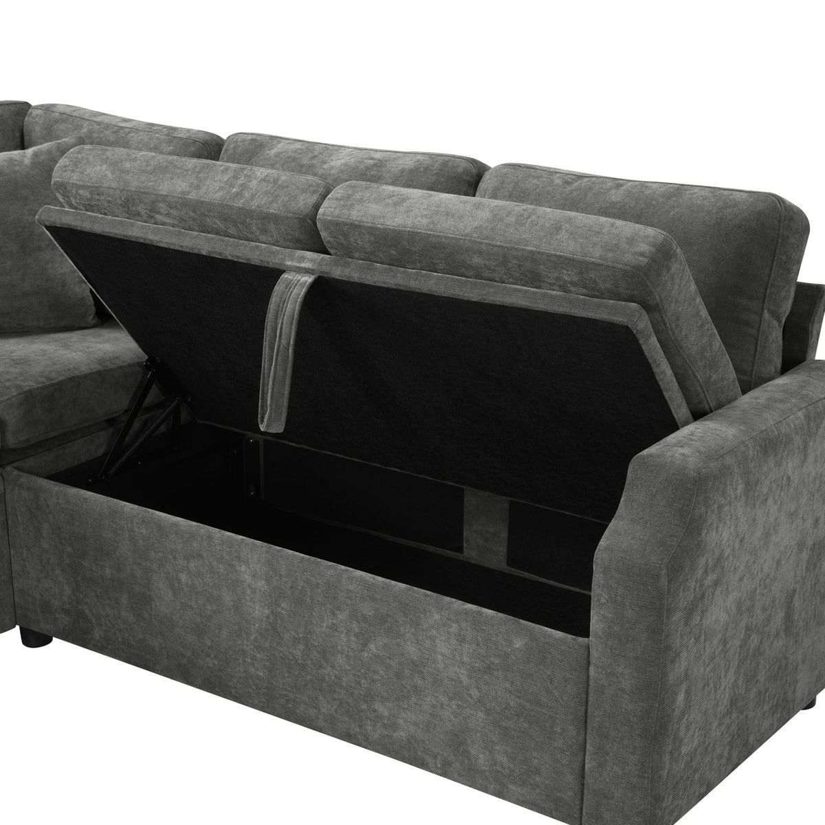 HouseOfZazla modern gray L-shaped sleeper sectional sofa bed with hidden storage on Tampa Home & Garden Store