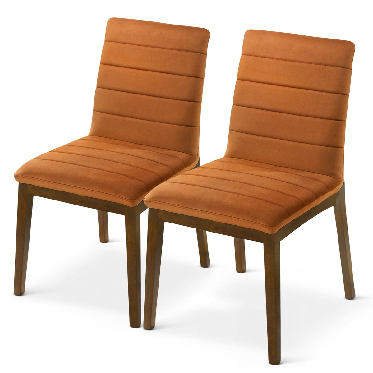 Modern dining chair set by HouseOfZazla, orange upholstery with solid wood bases, set of 2 on Tampa Home & Garden Store