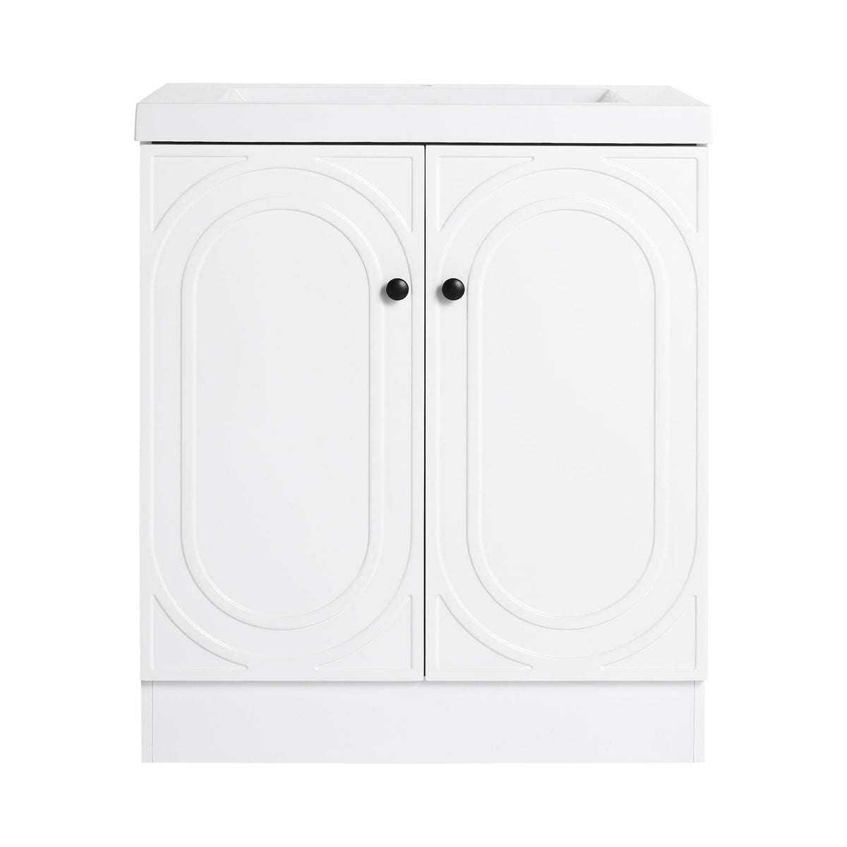Freestanding bath vanity with resin sink, white two-door cabinet by HouseOfZazla on Tampa Home & Garden Store