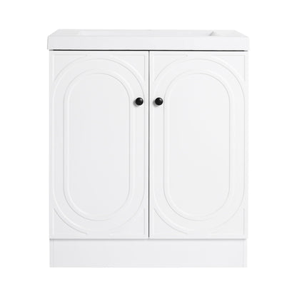 Freestanding bath vanity with resin sink, white two-door cabinet by HouseOfZazla on Tampa Home & Garden Store