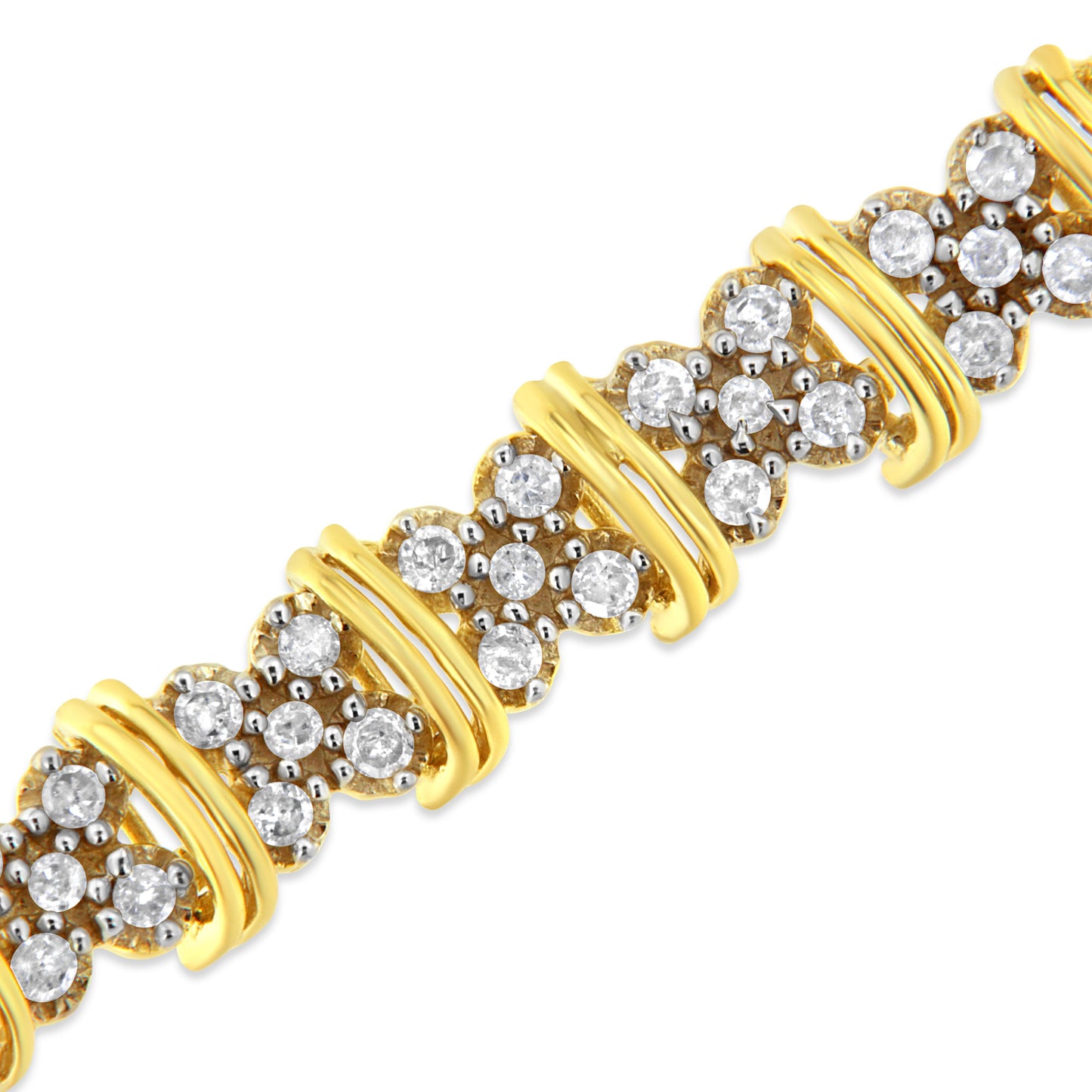 X-shaped diamond cluster bracelet, 10K yellow gold plated over .925 silver, 2.0 cttw, 7 inches on Tampa Home & Garden Store