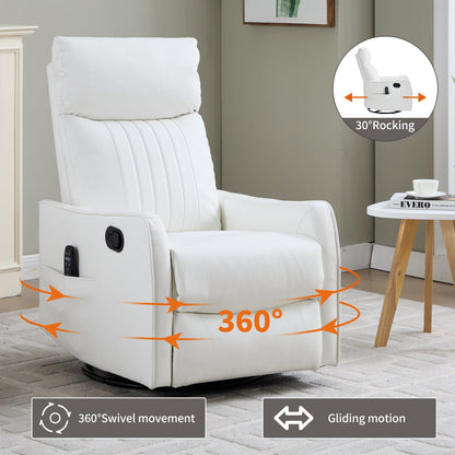 White heat massage recliner chair in faux leather with rocker and swivel by HouseOfZazla on Tampa Home & Garden Store