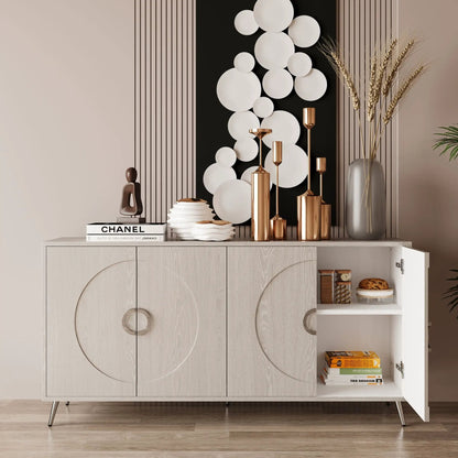 Modern lacquered 4-door wooden sideboard with light oak finish for living space storage on Tampa Home & Garden Store