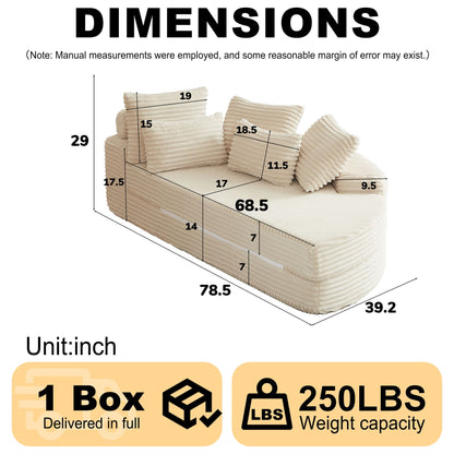 Semi Circular Corduroy Sofa Bed With Pillow