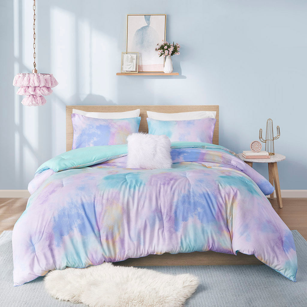 Twin Watercolor Tie Dye Comforter Set and Pillow