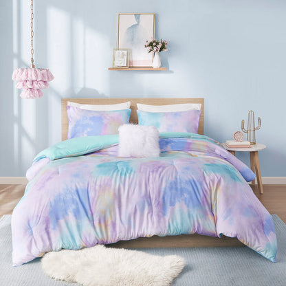 Twin Watercolor Tie Dye Comforter Set and Pillow
