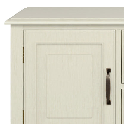 Sturdy solid wood TV stand with panel and bronze handle in cream finish by HouseOfZazla on Tampa Home & Garden Store