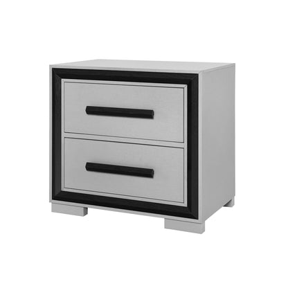 Gray Nightstand three-drawer accent with black trim, modern finish on Tampa Home & Garden Store