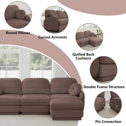137 Inch Oversized Chenille L Shaped Sofa and Ottoman