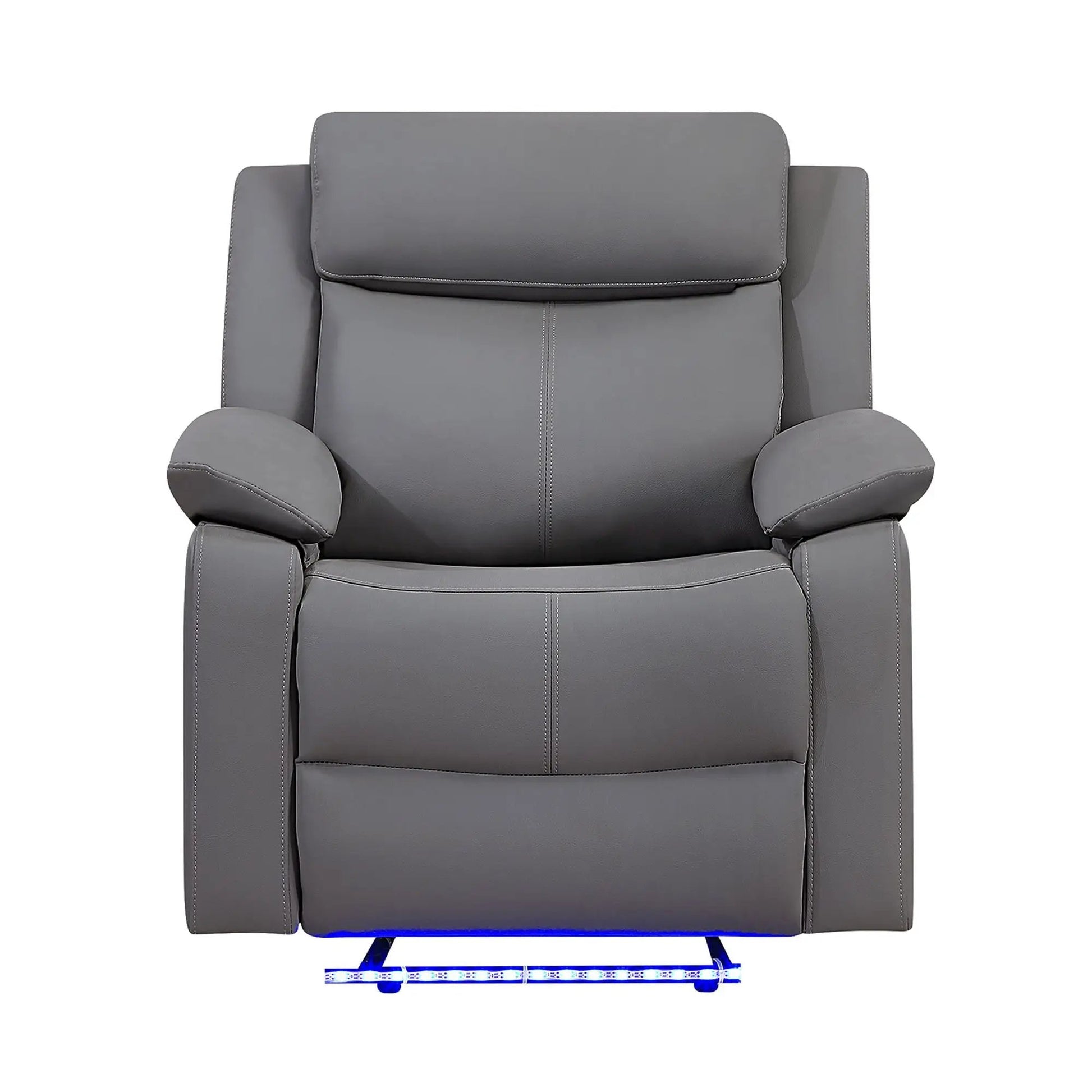 Blanche glider recliner with LED pillow arms in gray upholstery by Unique Piece Furniture on Tampa Home & Garden Store
