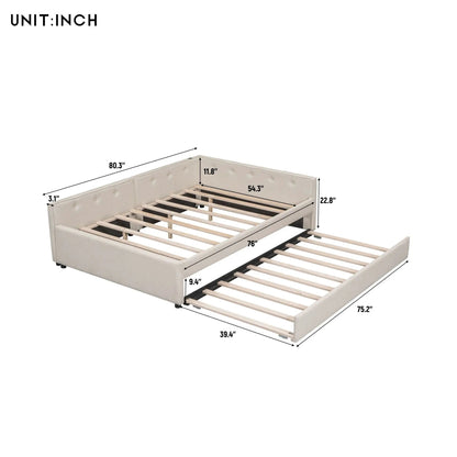Platform Bed With USB Ports, tan upholstered headboard, trundle by Unique Piece Furniture on Tampa Home & Garden Store