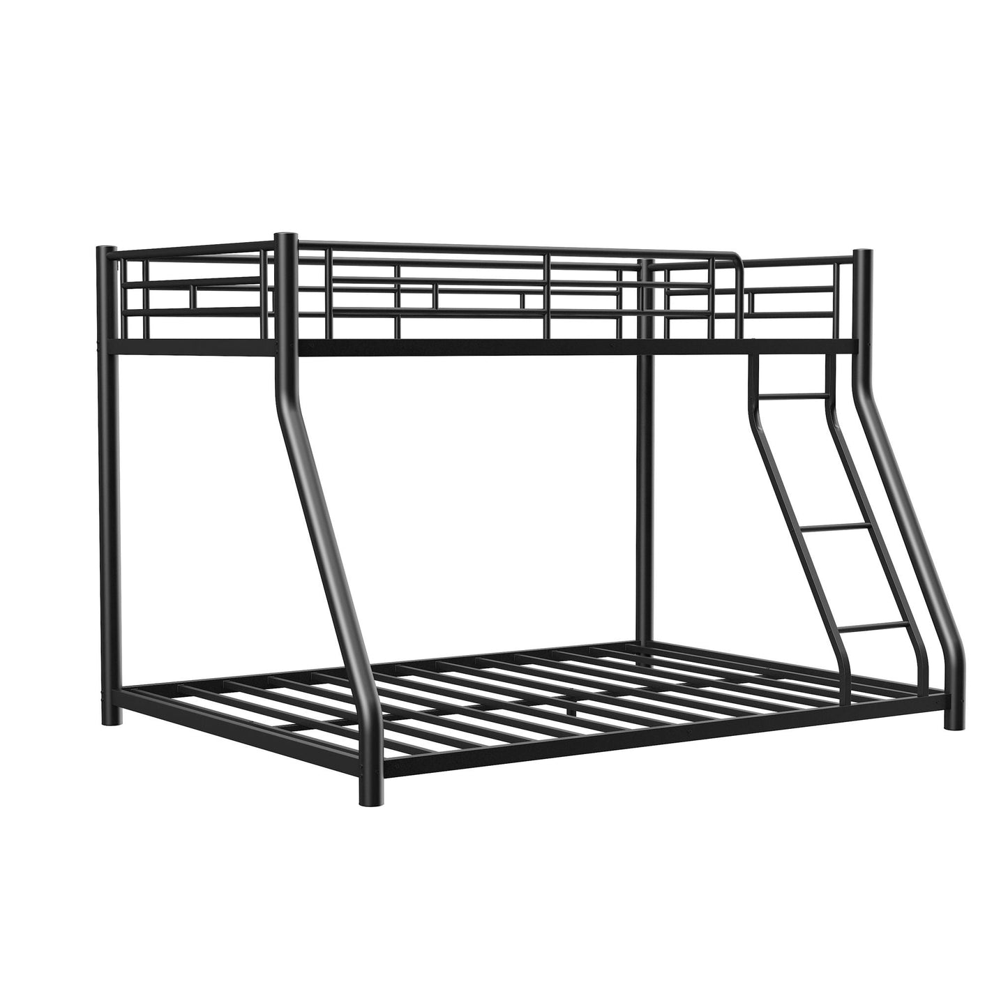 Sturdy Metal Bunk Bed With Ladder and Guardrail