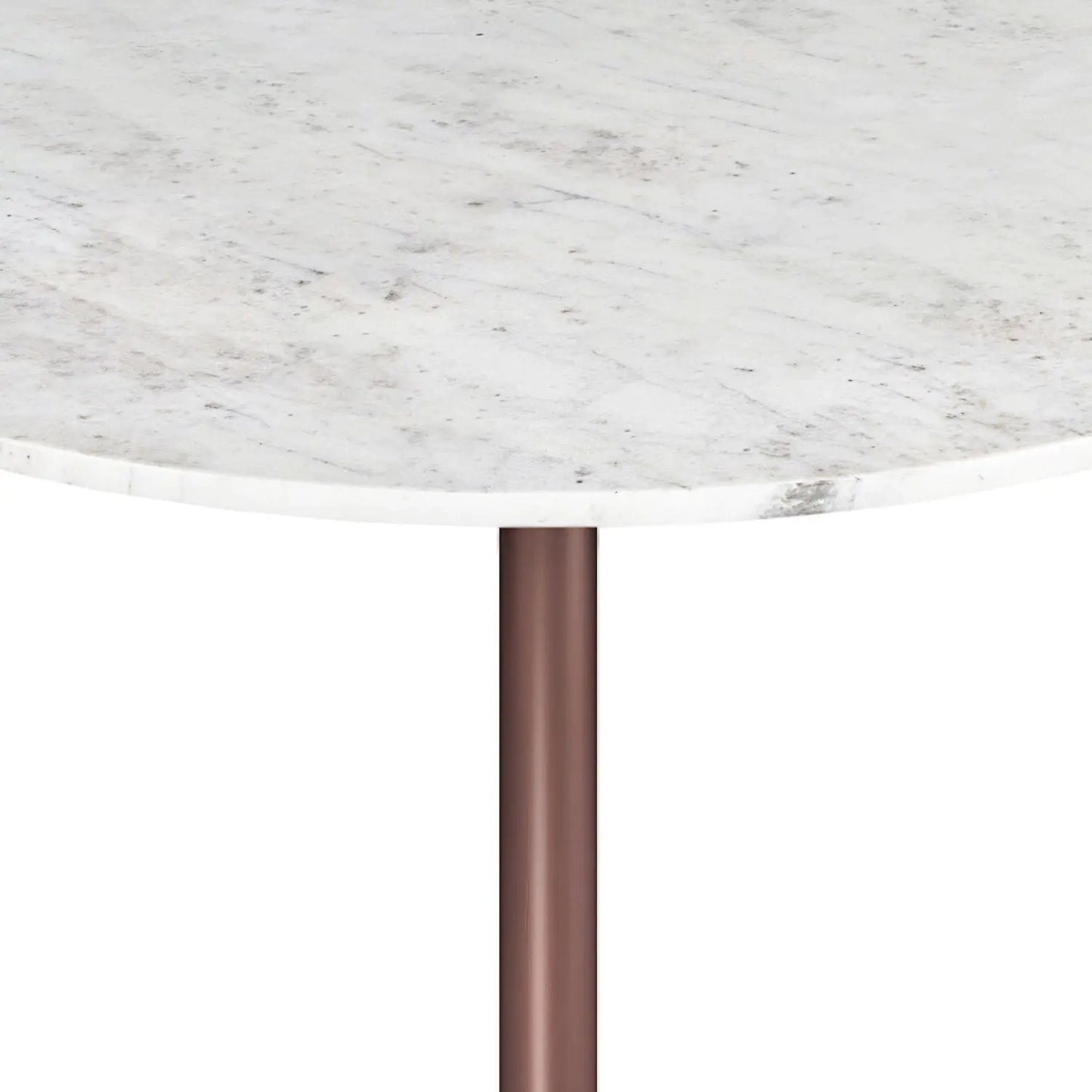 Osborne Dining Table by Unique Piece Furniture, white marble top, brown metal leg on Tampa Home & Garden Store