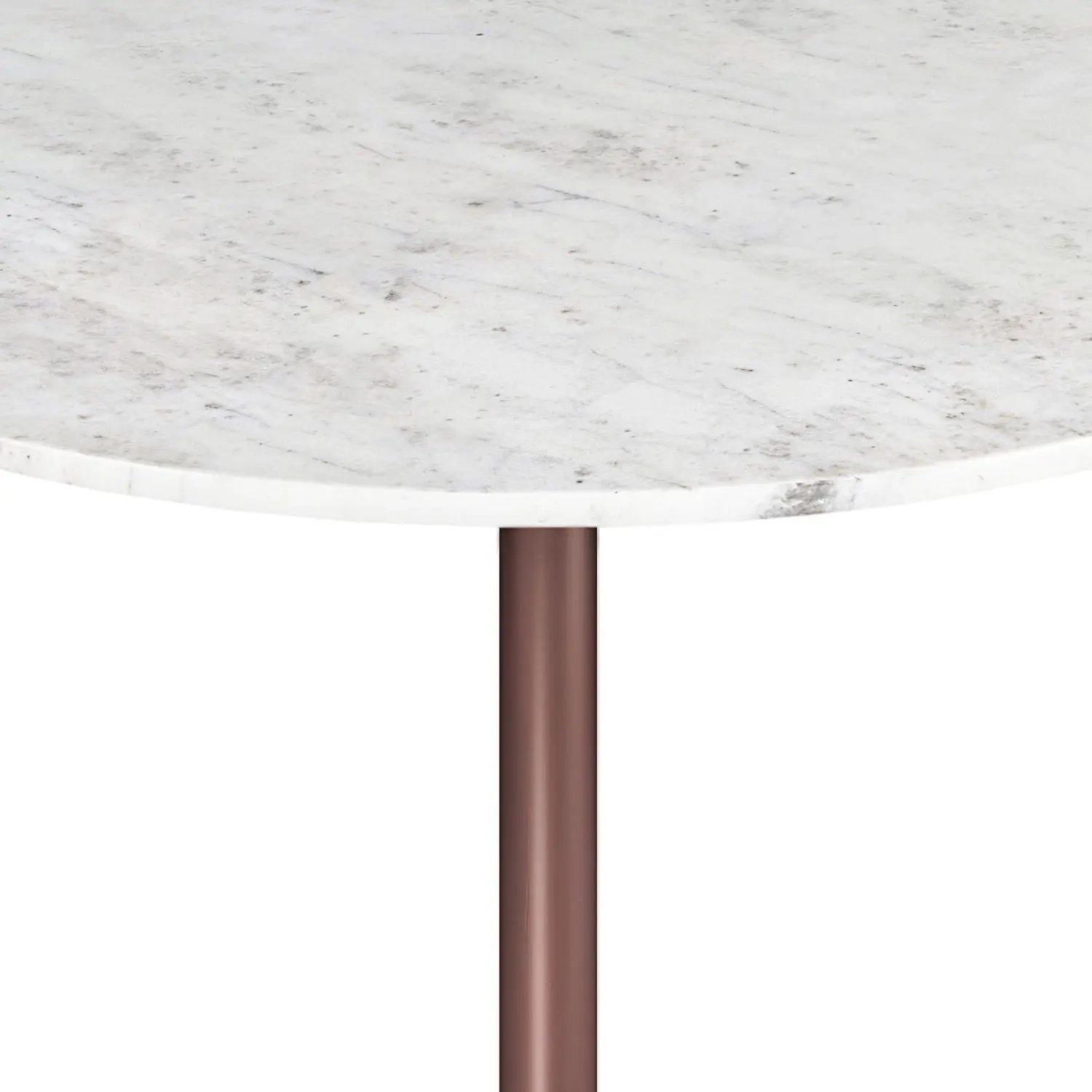 Osborne Dining Table by Unique Piece Furniture, white marble top, brown metal leg on Tampa Home & Garden Store