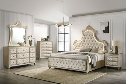 Modern Lucienne Upholstered Bed and Led Lights