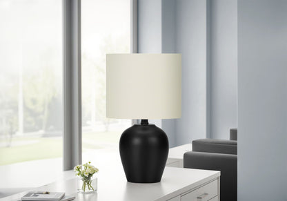Lighting table lamp transitional black/cream with black ceramic base and cream shade on Tampa Home & Garden Store