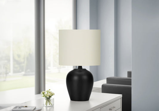 Lighting table lamp transitional black/cream with black ceramic base and cream shade on Tampa Home & Garden Store