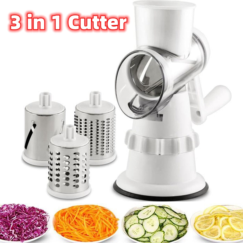 3 in 1 vegetable cutter with white plastic body and 3 stainless steel grater discs on Tampa Home & Garden Store