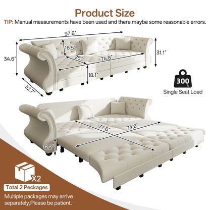Oversized Chesterfield Sofa and a Pull Out Bed