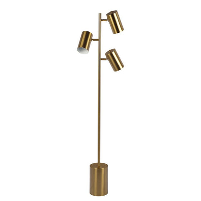 Harmony gold floor lamp with three spotlights on a slim pole and block base HouseOfZazla on Tampa Home & Garden Store