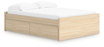 Onita Platform Bed with two under-bed storage drawers in natural oak by Unique Piece Furniture on Tampa Home & Garden Store