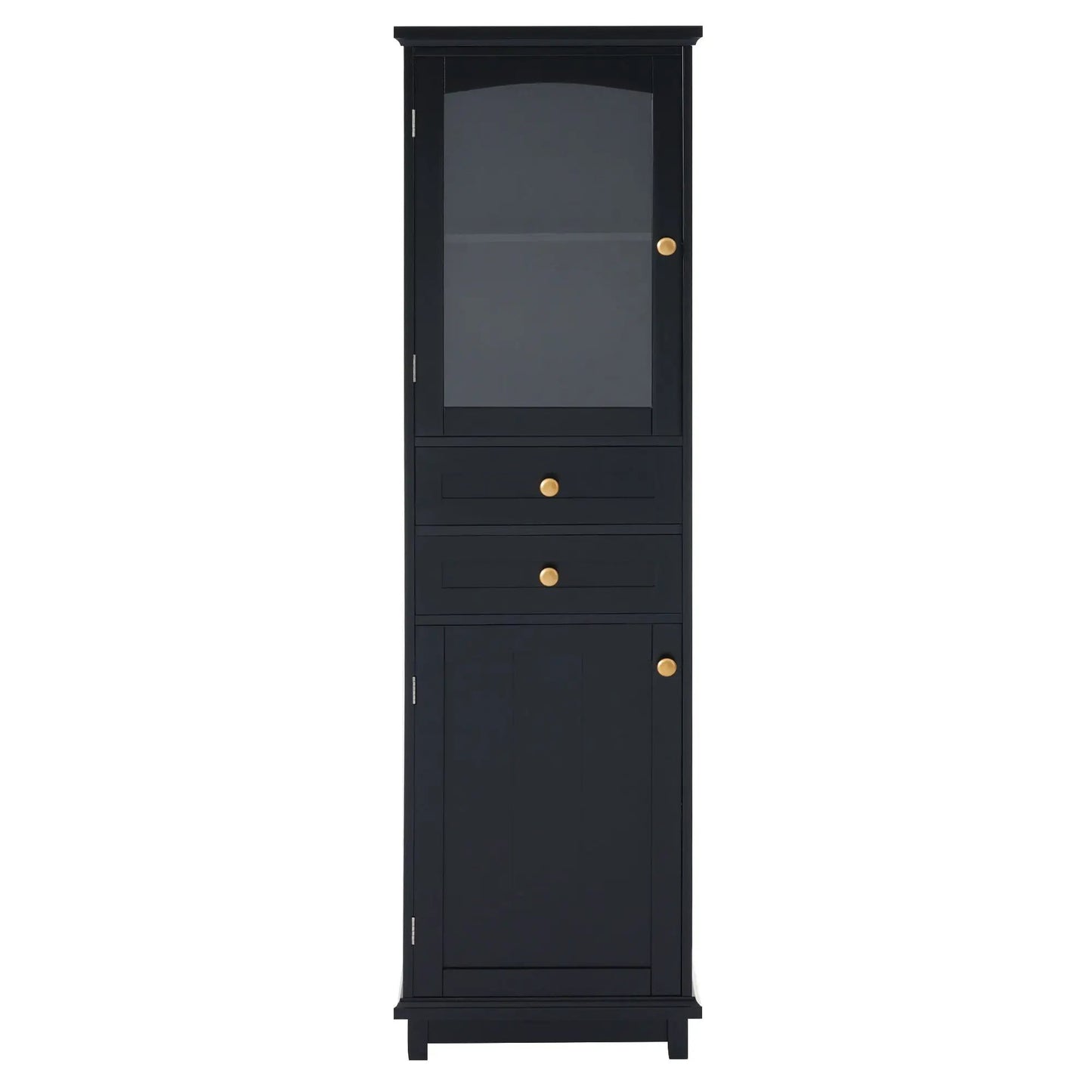 Tall Bathroom Storage Cabinet with Glass Doors