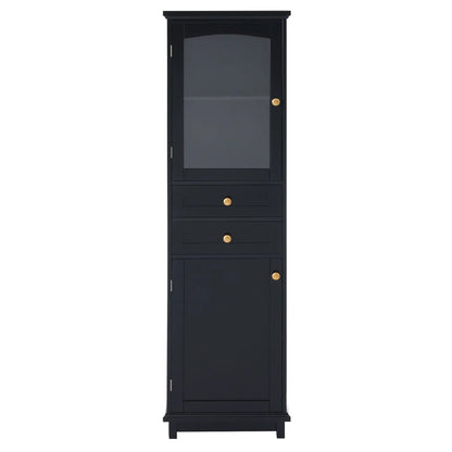 Tall Bathroom Storage Cabinet with Glass Doors