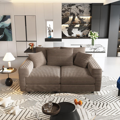 4 Seat Modern Comfy Upholstered Cloud Couch taupe ribbed fabric by HouseOfZazla on Tampa Home & Garden Store