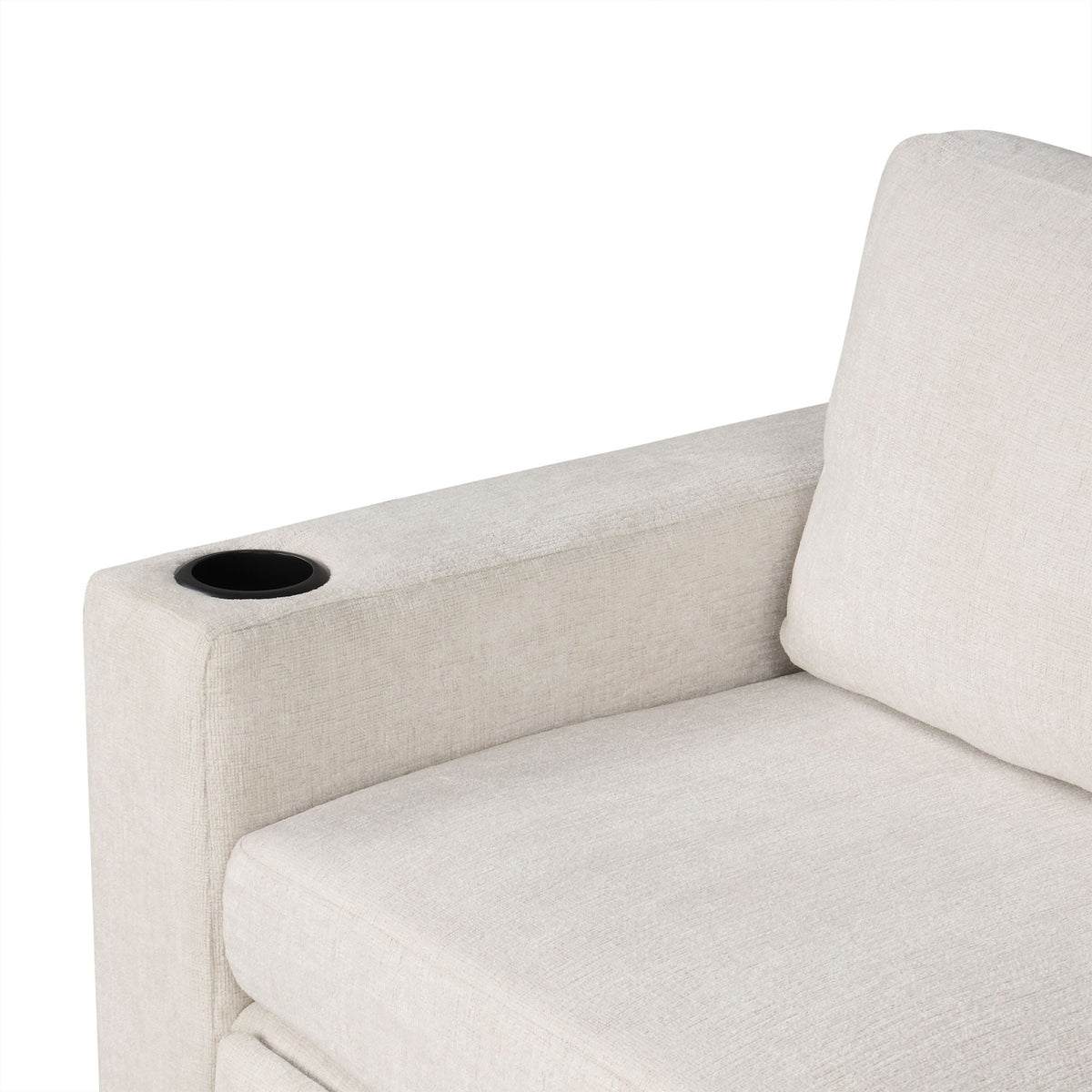 Single pull-out sleeper chair beige fabric with built-in cup holder by HouseOfZazla on Tampa Home & Garden Store