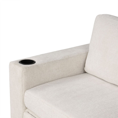 Single pull-out sleeper chair beige fabric with built-in cup holder by HouseOfZazla on Tampa Home & Garden Store