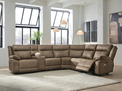 Max-Momentum Reclining Sectional, brown leather, powered recliners, Unique Piece Furniture on Tampa Home & Garden Store