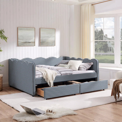 Gingham Daybed With USB Port and Wave Design