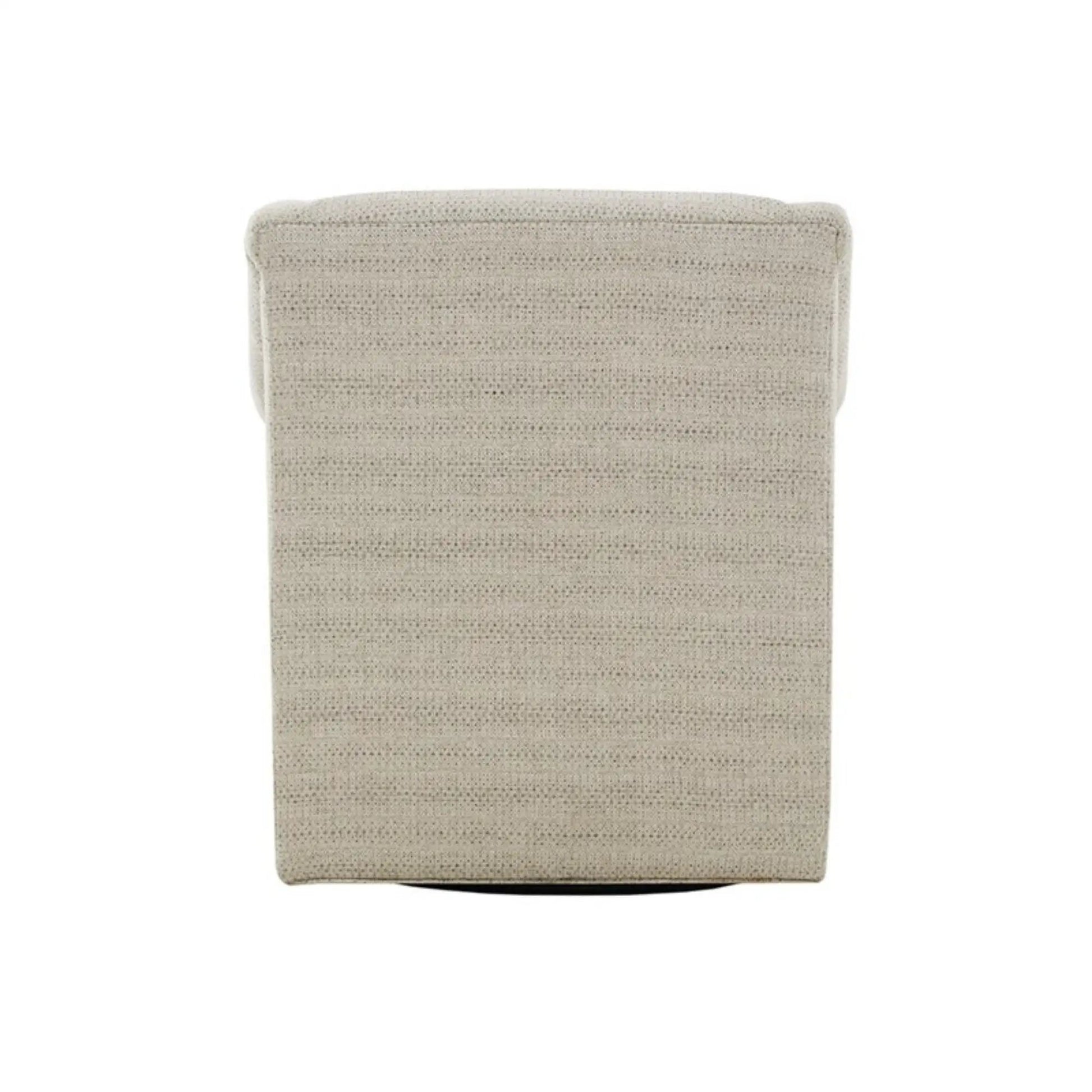 Justin Swivel Glider Chair Tan back view in beige woven fabric by Unique Piece Furniture on Tampa Home & Garden Store