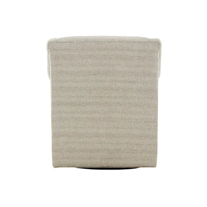 Justin Swivel Glider Chair Tan back view in beige woven fabric by Unique Piece Furniture on Tampa Home & Garden Store