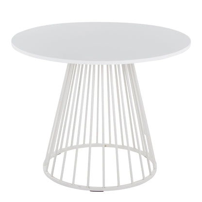 Contemporary dining table with white round top and metal base by HouseOfZazla on Tampa Home & Garden Store