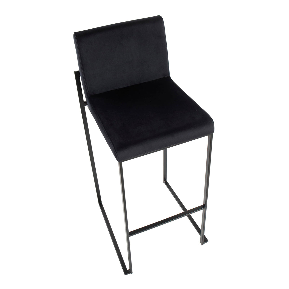 High-back barstool in black faux-leather with metal frame on Tampa Home & Garden Store